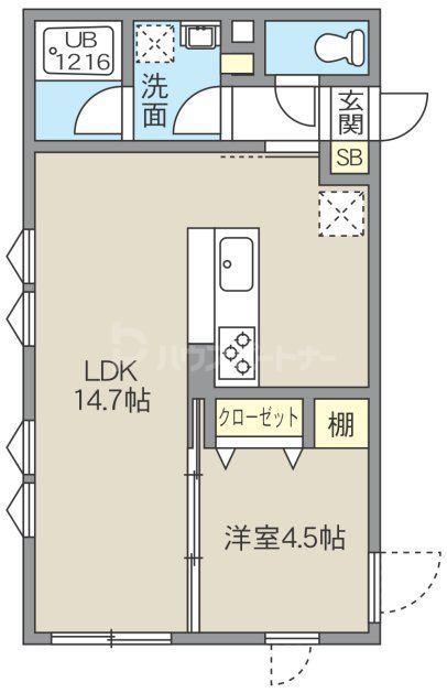 レピュア池袋本町レジデンス(1LDK/2階)の間取り写真