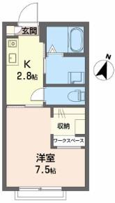 サニーハイツMARU(1K/2階)の間取り写真