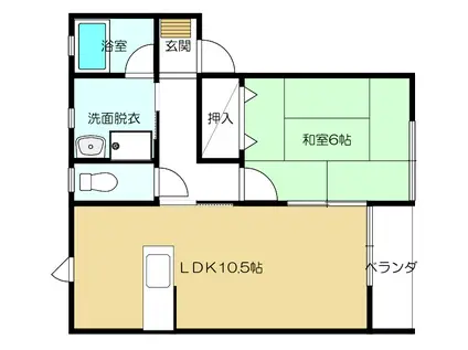 コーポ花輪野(1LDK/1階)の間取り写真