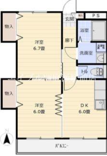 ベルカント辰巳(2DK/3階)の間取り写真