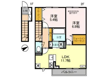 ソリッソ大久保町西嶋(2LDK/2階)の間取り写真