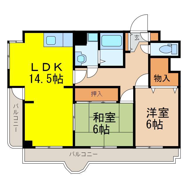 メゾンド・フジ(2LDK/3階)の間取り写真
