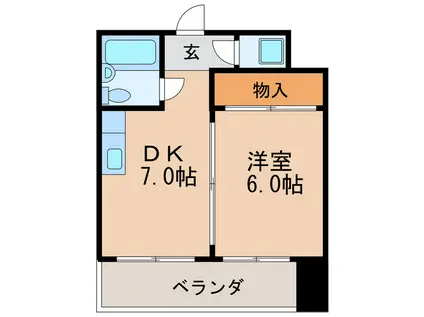 平島ビル(1DK/6階)の間取り写真