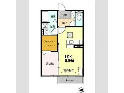 グランドソレーユB(1LDK/1階)の間取り写真