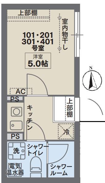 COCOFLAT戸越公園(1K/3階)の間取り写真