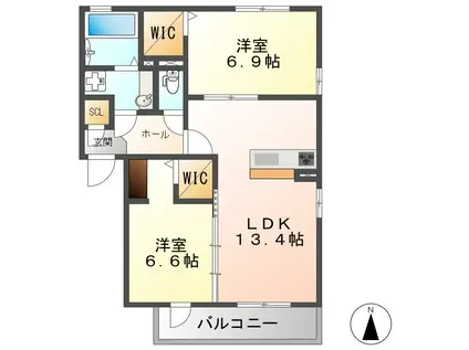 ME MAISON 鵜沼南町(2LDK/3階)の間取り写真