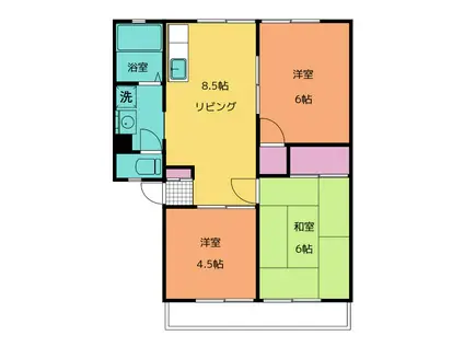 ヴィラ若芝(3LDK/1階)の間取り写真