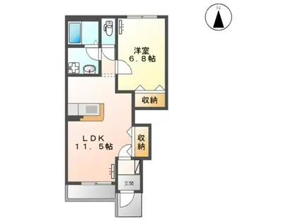 エスポワール(1LDK/1階)の間取り写真
