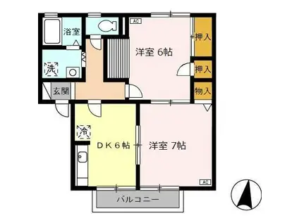 セジュールかあさ(2DK/1階)の間取り写真