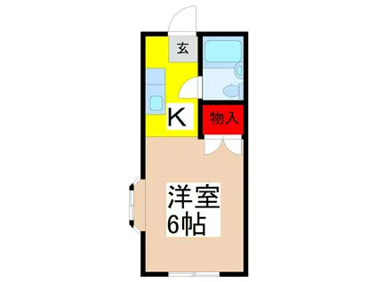 カーサ中田I(1K/2階)の間取り写真