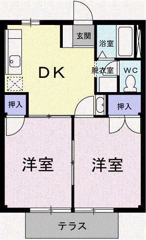 ブルーシティーA(2DK/1階)の間取り写真