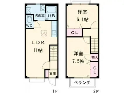 ティアラハイツ(2LDK/1階)の間取り写真