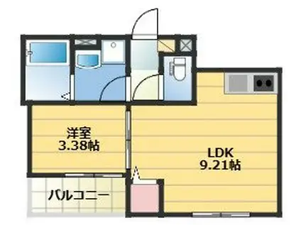 GAIA櫛原(1LDK/2階)の間取り写真
