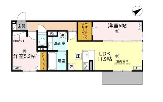 D-ROOM守山3丁目(2LDK/1階)の間取り写真