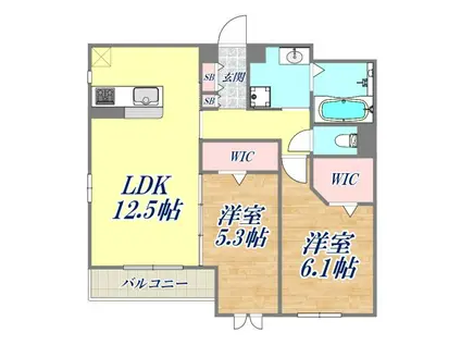 トリシア武庫川(2LDK/1階)の間取り写真