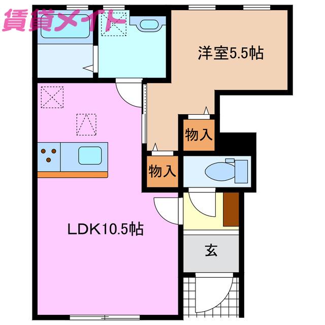 リーブルファイン南福崎(1LDK/1階)の間取り写真