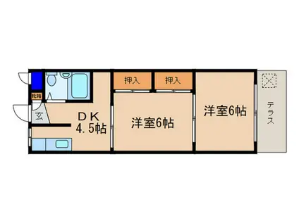 オードヴィ野洲(2DK/1階)の間取り写真