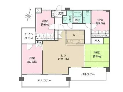 藤和シティホームズ六甲篠原(4LDK/3階)の間取り写真