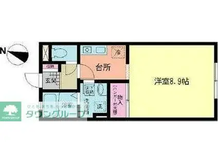 パークサイドテラス(1K/1階)の間取り写真