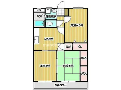 礼可ハイツ(3DK/2階)の間取り写真