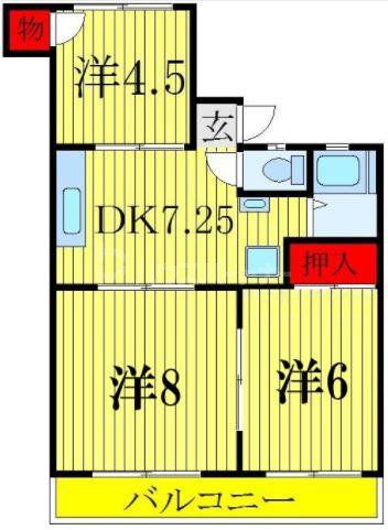 神取ハイツ(3DK/1階)の間取り写真