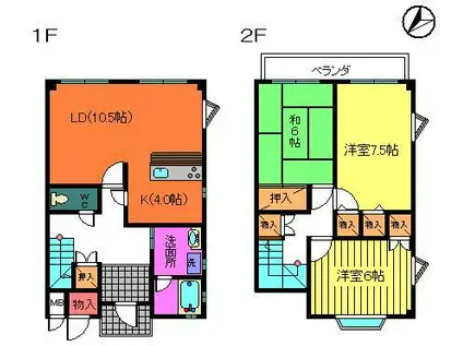 ガーデンハウスC棟(3LDK/1階)の間取り写真