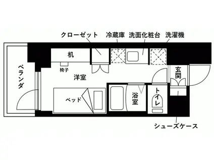 KDXレジデンス津田沼III(ワンルーム/3階)の間取り写真