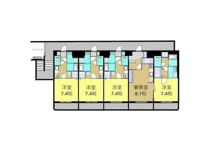 ルミライズ一条(1K/1階)の間取り写真