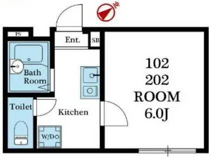 ウィル宿河原(1K/2階)の間取り写真