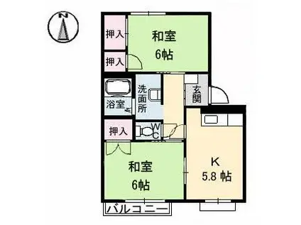 メゾン海老園B棟(2K/2階)の間取り写真