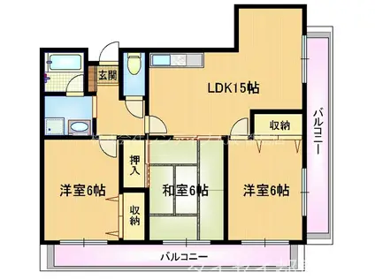 PALACIO名月(3LDK/3階)の間取り写真