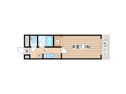 パレスK・M(1K/3階)の間取り写真