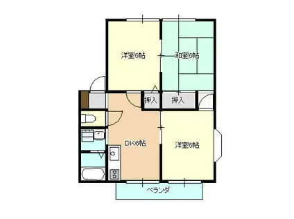 サンビューラーA棟(3DK/2階)の間取り写真