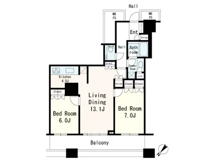 THE TOKYO TOWER SEATOWER(2LDK/24階)の間取り写真
