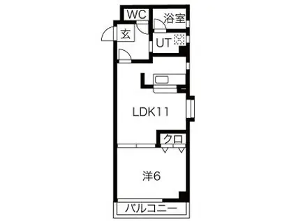 ウイスタリア荒子(1LDK/3階)の間取り写真