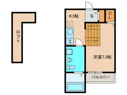 ジンフィールド福工大前(1K/1階)の間取り写真