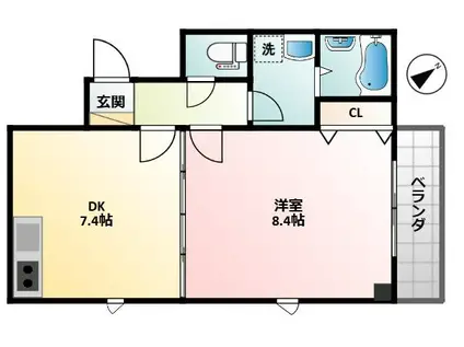 サンコーラル(1DK/9階)の間取り写真