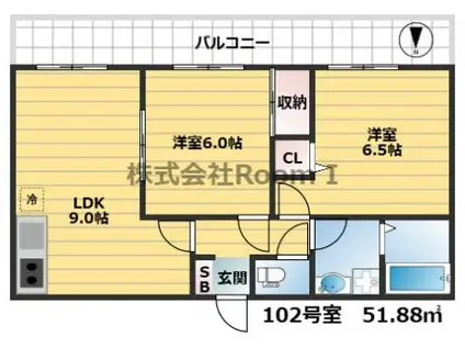へーベル帝塚山・旭化成ヘーベルメゾンHEBEL HAUS(2LDK/1階)の間取り写真