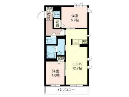 エクセランシャトー(2LDK/1階)の間取り写真