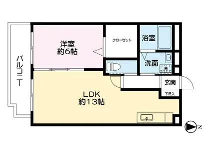 プロムナード(1LDK/3階)の間取り写真