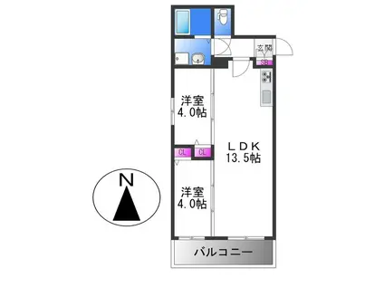 TIO長居公園(2LDK/1階)の間取り写真