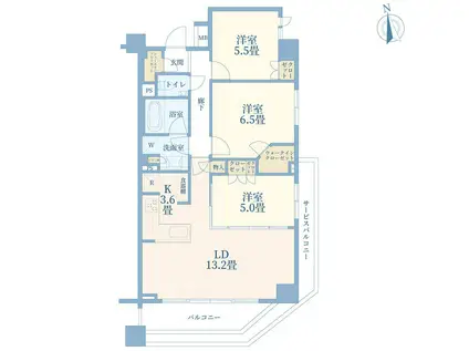 アールブラン馬込(3LDK/3階)の間取り写真