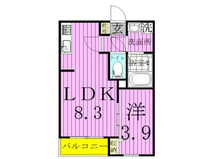 FLEURIR松戸 フルリエマツド(1LDK/1階)の間取り写真