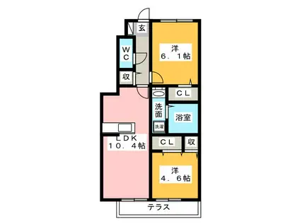 グランデII(2LDK/1階)の間取り写真