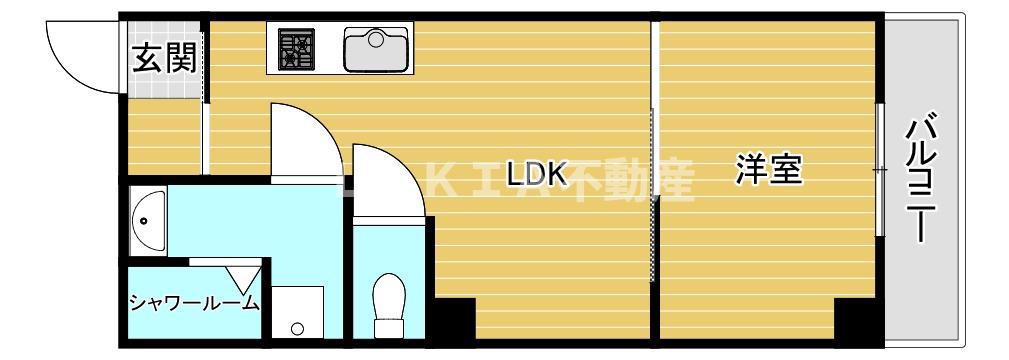 CITY SPIRE立売堀(1LDK/2階)の間取り写真