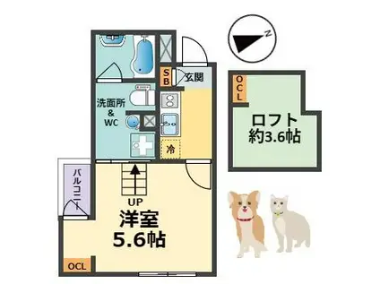 LOULOU今津(1K/3階)の間取り写真