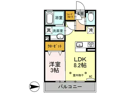 D-ROOM PRESENCE302(1LDK/3階)の間取り写真
