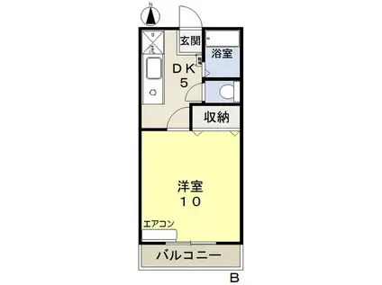 リズミラルU(1DK/3階)の間取り写真