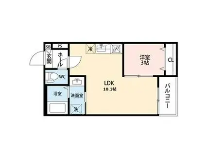 GRANDBLUENAGASUKA III(1LDK/2階)の間取り写真