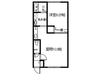 ダイヤハイツ2・16(1LDK/1階)の間取り写真